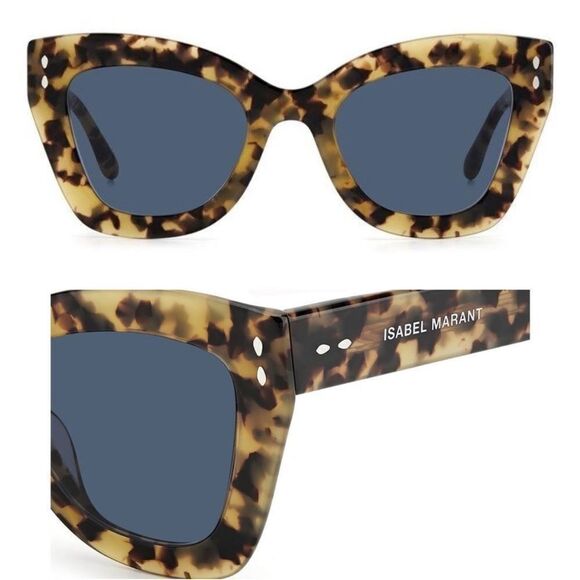 ISABEL MARANT NWT 51mm CAT EYE YELLOW HAVANA/BLUE SUNGLASSES - Picture 1 of 9